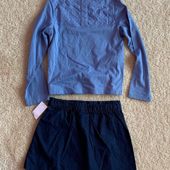 GIRLS - sz 4 TOUGHSKIN 2pc outfit set mix & match pleated skirt with shirt, blue - Picture 4 of 8